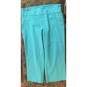 Ruby Rd Petite 6P Capri Pants Spearmint Green Stretch Slimming Contour Waistband